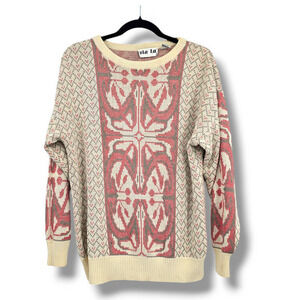 Via L.A. Vintage Women's Cottage Floral Dolman Sleeve Sweater Cream Pink Size M‎